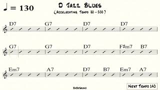 D Jazz Blues Backing Track (Accelerating Tempo 80-200) Swing Style