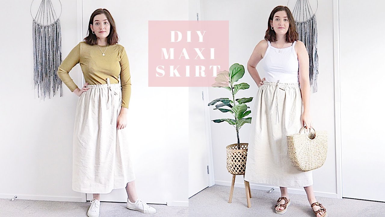 Easy DIY Maxi Skirt | How to Make a Linen Skirt - YouTube