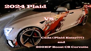 2024 Tesla Plaid on Drag Strip  Plaid Eater Cuda and Modified C8 Corvette