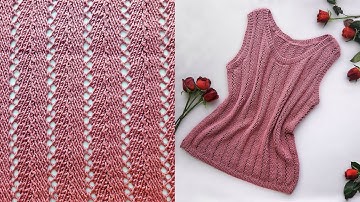 Простой ажурный узор спицами