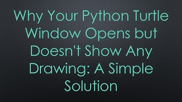 Why Your Python Turtle Window Opens but Doesn