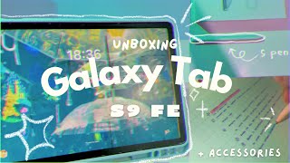 🌱 unboxing samsung galaxy tab s9 fe [silver 128gb]  + accessories ( as an artist + stem student)