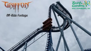 Griffon - Busch Gardens Williamsburg B\&M Dive Coaster - Off-Ride Footage [4K]