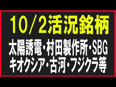 今日の活況銘柄を見てみる！（村田製作所・太陽誘電・キオクシア・フジクラ・古河電工など）株式テクニカルチャート分析
