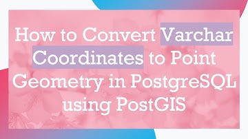 How to Convert Varchar Coordinates to Point Geometry in PostgreSQL using PostGIS