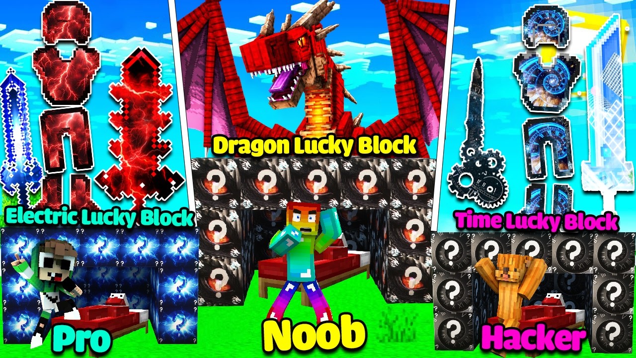 MINI GAME : DRAGON Vs ELECTRIC Vs TIME LUCKY BLOCK BEDWARS ** KIẾM NGƯNG ĐỌNG THỜI GIAN BẤT TỬ ??