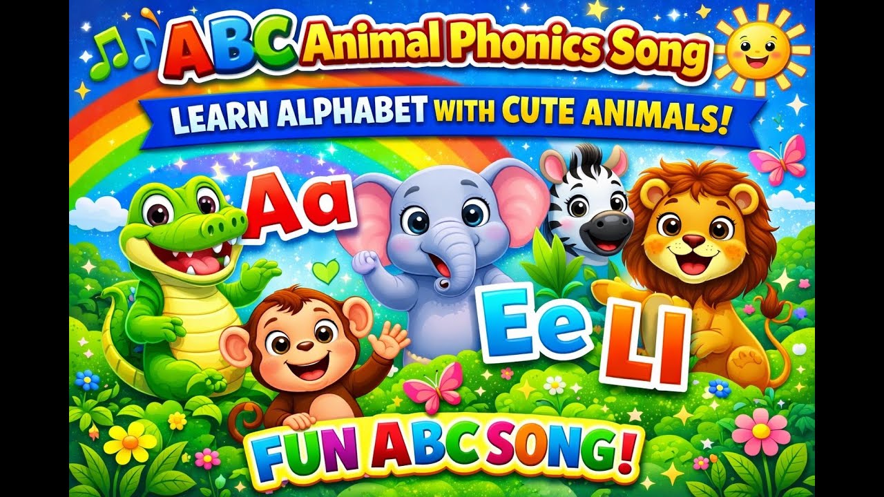 ABC Animal Phonics Song A–Z 🐊🦁  Learn Alphabet with Cute Animals  Kids ABC Song