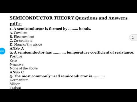 Semiconductor Theory Questions | with Answers | Electrical Engineering Mcqs