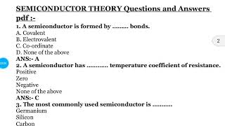 Semiconductor Theory Questions | with Answers | Electrical Engineering Mcqs