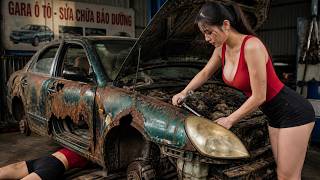 Young Girl Rebuilt a Rusted DAEWOO Car From Scrap Into a Beautiful Classic Vehicle