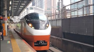 【リバイバルカラー】新橋駅9:43通過「常磐線E657系K3編成4K(袋田の滝と紅葉) 特急ひたち4号 品川行き」