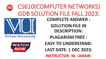 📝 Solution Word File  CS610 (Computer Networks) GDB Fall 2023 - Last Date Tonight! 🚀#vu #cs610
