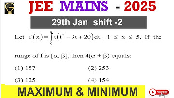 Let f(x)=integration from 0 to x t(t2 -9t+20)dt ,x€[1,5].If range of f is[alpha,beta],4(alpha +beta)