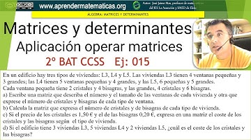 Operar con matrices. Aplicación práctica. Cristales y bisagras. CCSS2 15. José Jaime Mas