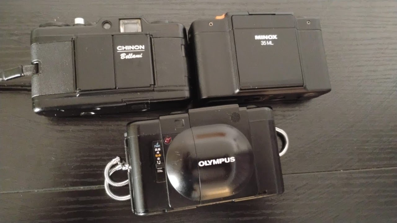 Сравнительный тест компактных камер 35 мм! Olympus XA против Minox ML против Chinon Bellami. С пр...