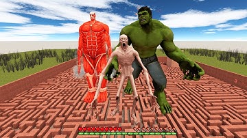 Never Go To Maze With GIANT TITAN VS SCP-096 & HULK!? In Garry