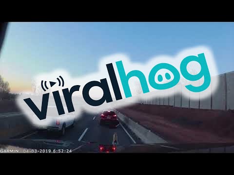 SUV Loses Bumper While Squeezing Between Trucks || ViralHog