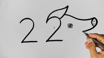 How To Draw A Pig From 22 l Number Drawing l Pig Drawing For Beginners l Drawing Easy l Tipsclub