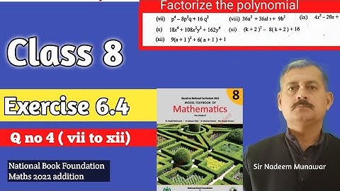 Class 8 exercise 6.4 Q no 4 part 7 to 12  NBF Maths Sir Nadeem Munawar evaluate the polynomials