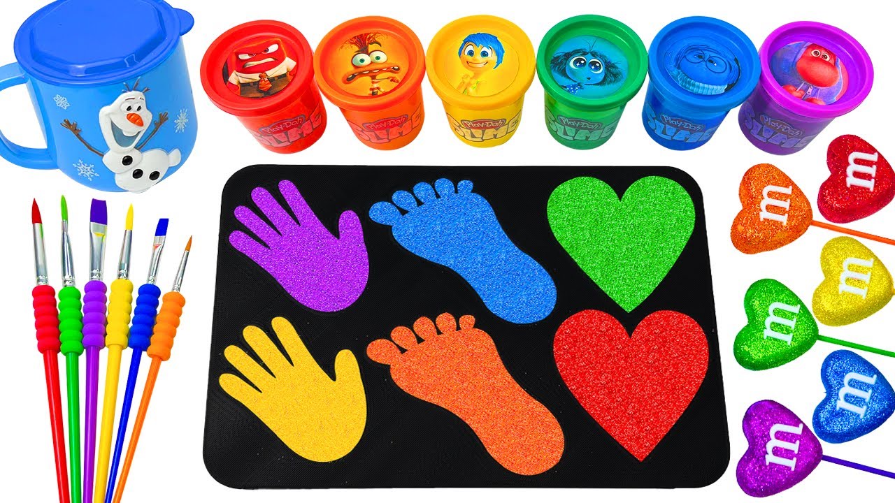 Satisfying Video l DIY How To Make Rainbow Relax Slime 2 Hand Heart& Candy Lollipop Magic Color ASMR