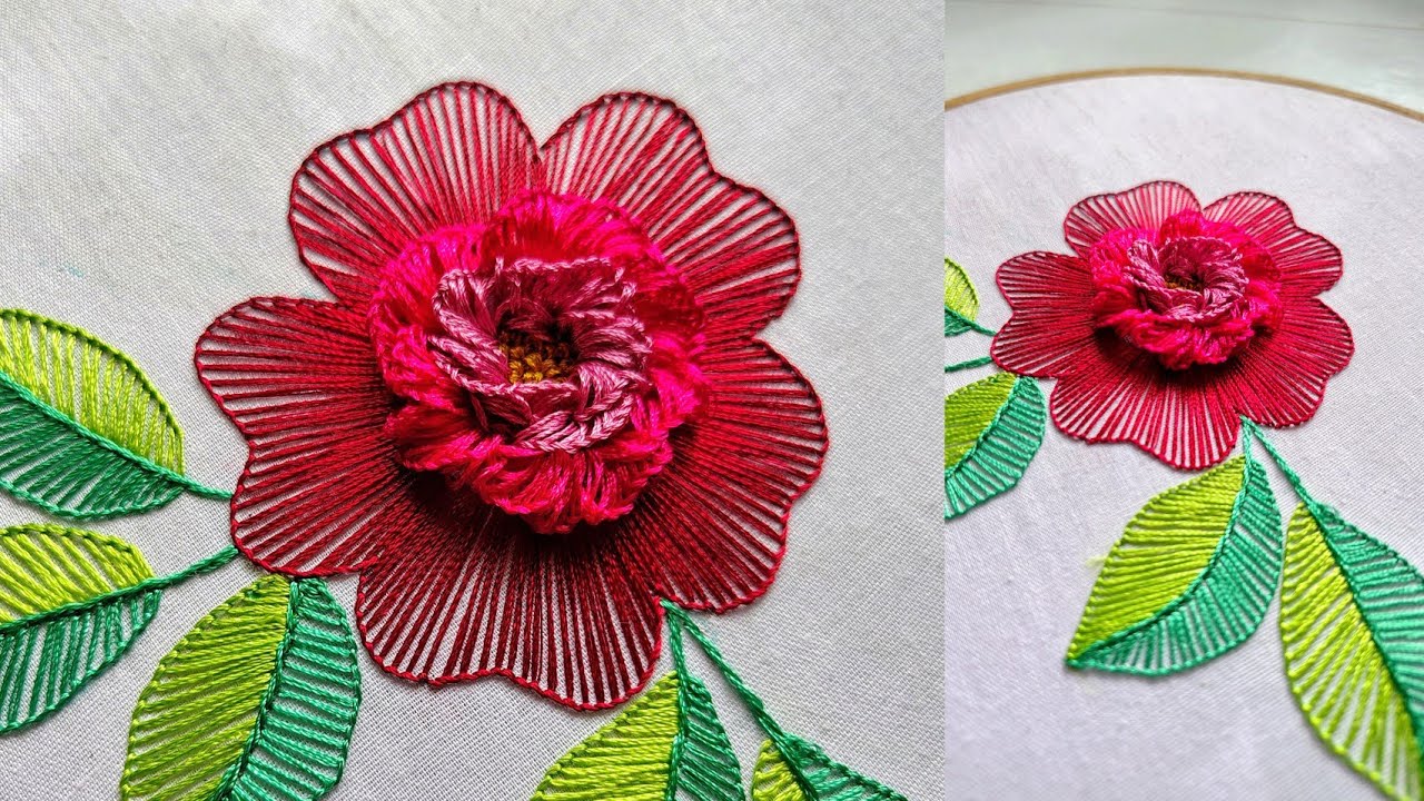 Stunning 3D Flower Hand Embroidery | Easy Flower Embroidery for ...