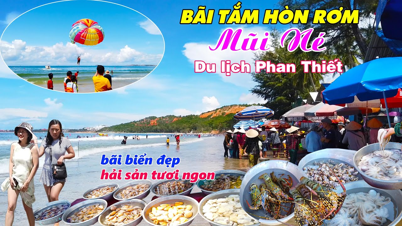 BÃI TẮM HÒN RƠM MŨI NÉ PHAN THIẾT | Du Khách Đông Vui Nhộn Nhịp, Biển ...