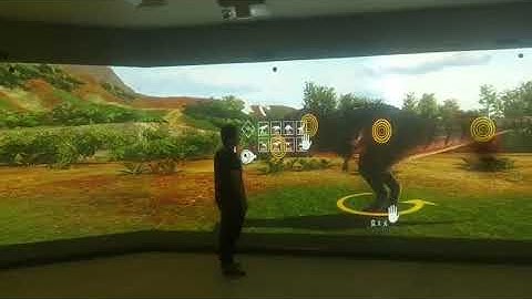 immersive projection teaching on Age of Dinosaurs use laser touch technology finger touch