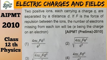 Two positive ions each carrying a charge q  are separated by a distance d . Of F is the force of