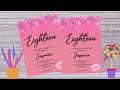 Pink Glitter Theme for 18th birthday invitation card in MS Word| DIY