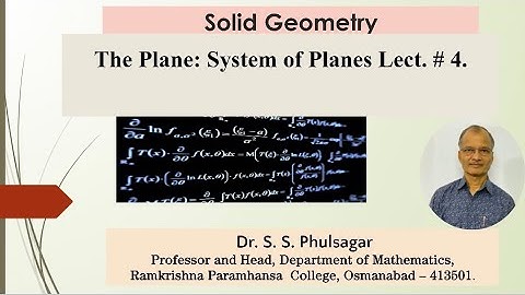 Geometry: The Plane: System of planes. Lect. # 4.