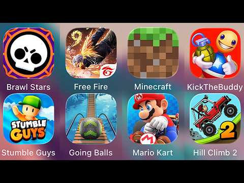 Minecraft,Kick The Buddy,Stumble Guys,Free Fire,Hcr 2,Mario Kart,Going Balls,Brawl Stars