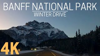 How to Drive from Canmore to Banff | Winter Driving in Canada | Sunset