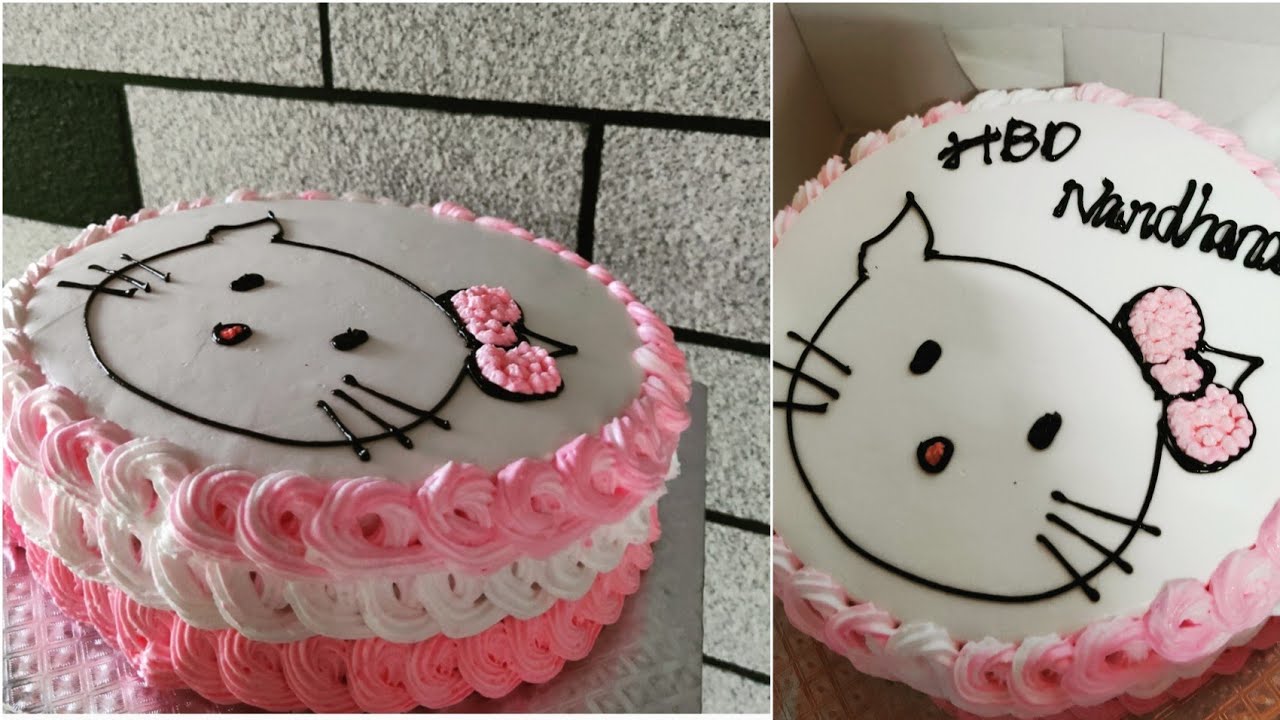 Kitty Cat Cake Design Using Whipped Cream #simplecakedesign # ...