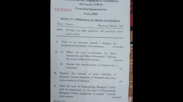 BCOG-171 Question Paper in English|Principles of Micro Economics important questions
