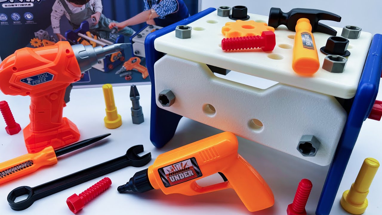 10 Min Unboxing, Building Toys,Electric Saw, Hammer, power tools Screw Machine ASMR | Toy Reviews