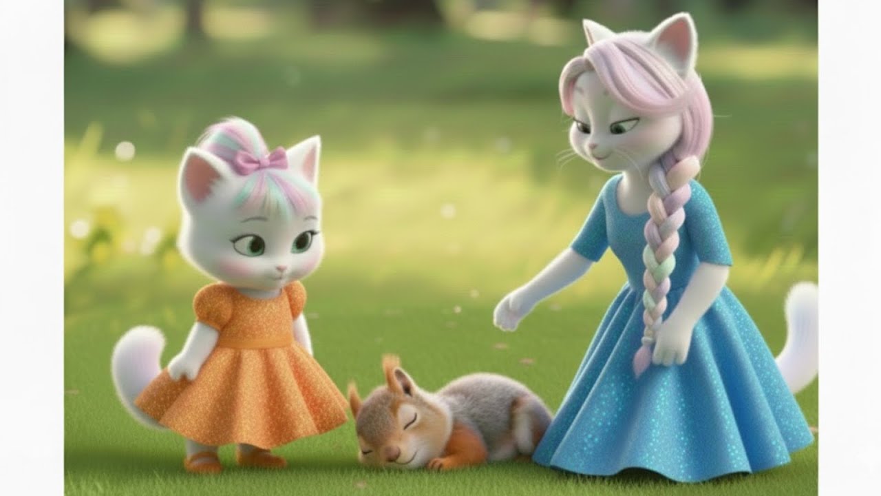 Kittens and Mama Cat Rescue a Fainting Squirrel Cut Down by a Tree Trimmer 😿🌳🐿️