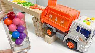 Marble Run Race ☆ HABA Slope, Dump Truck & Garbage Trucks