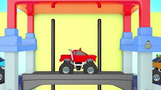 Amazing Monster Trucks Stunts on Spiral Parking Ramp | Fun Learning Videos For Kids Super Games 2022