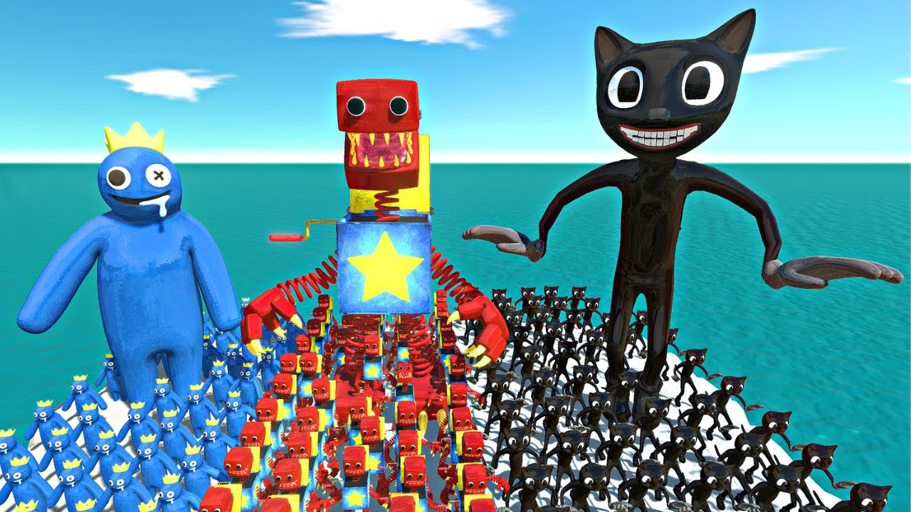 Rainbow Friends Blue vs Boxy Boo vs Cartoon Cat - Animal Revolt Battle Simulator - ARBS