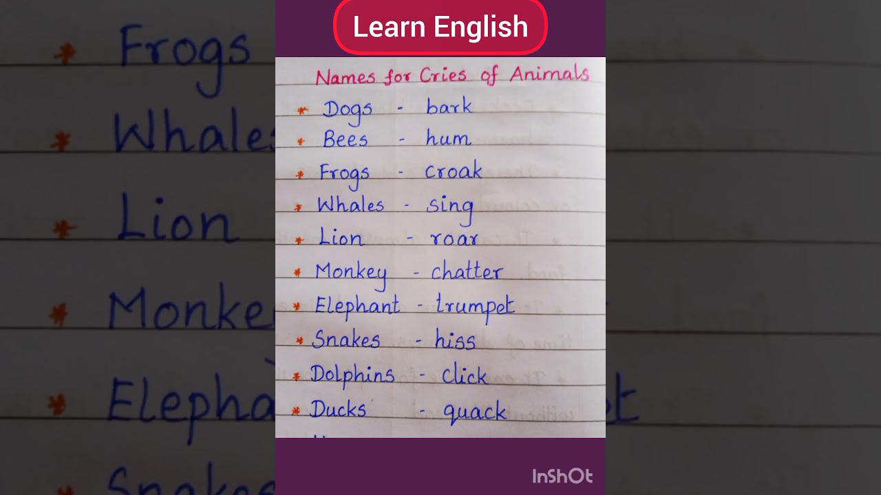 Names for Cries of Animals 