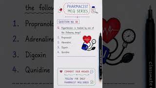 pharmacist MCQ series Question number 38. hypertension is treated with? #pharmacist #motivation