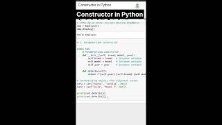 Constructor in Python programming #viral #pythonprogramming #shortvideo