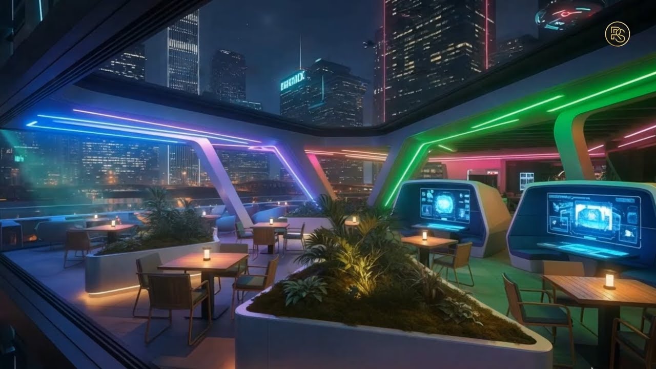Night City Lounge Ambience in Chicago with Soft Background Music