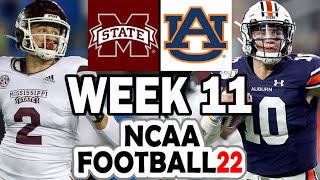 Mississippi State at Auburn - 2021 Week 11 Simulation (NCAA Football 22)