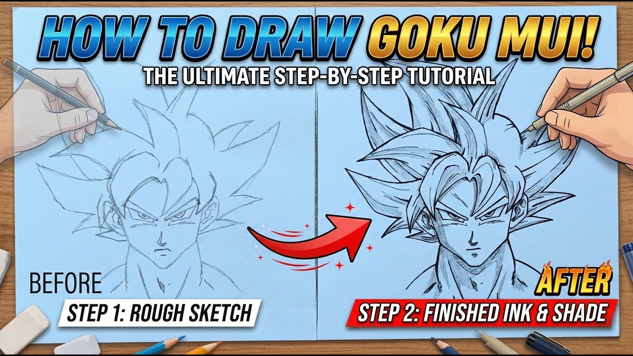 How to Draw Goku MUI (Mastered Ultra Instinct) Dragon Ball Super | Easy Step By Step Anime Drawing