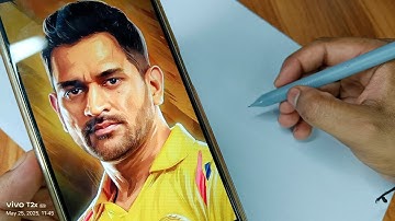Draw With Me - MS Dhoni Drawing,  Dhoni Drawing,  Outline Tutorial 😍
