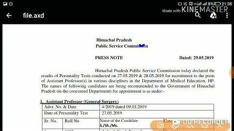 HPPSC Assistant Professor Final Result Declared Today | Held on - 28 May 2019 |