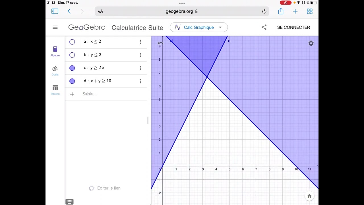 Création d'un polygone de contraintes avec GeoGebra