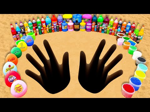 How to Make Two Hand with Orbeez & Cement, Big Balloons of Sodas, Fanta, Coca Cola vs Mentos
