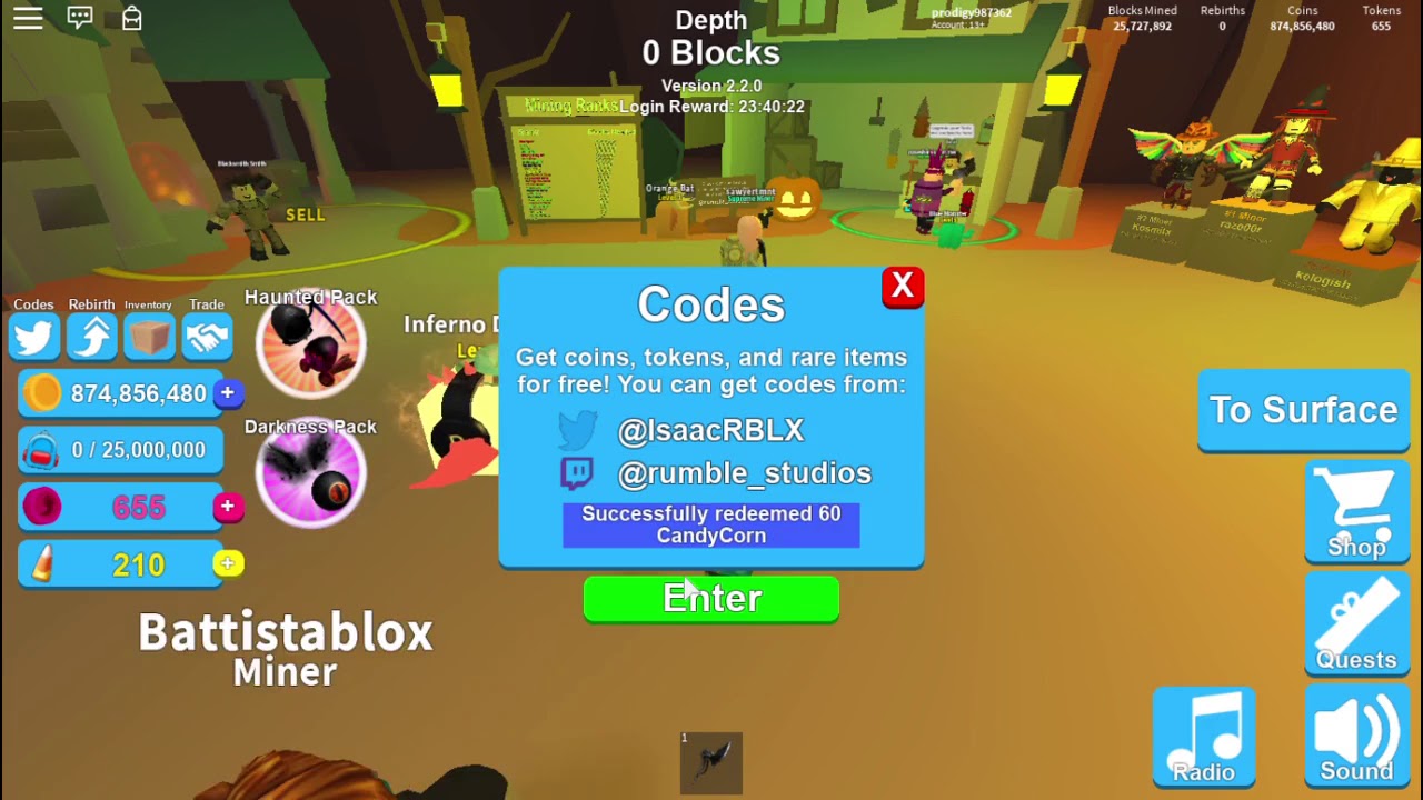 MINING SIMULATOR ALL HALLOWEEN CODES